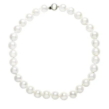 Κολιέ με πέρλες από φίλντισι, 14χιλιοστών, με ασημένιο φιλντισένιο κούμπωμα, unisex, επιπλατινωμένο, 49cm, silverline
