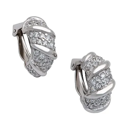 Σκουλαρίκια κλιπ για μη τρυπημένα αυτιά, ασημένια, γυναικεία,silverline, 0130437101