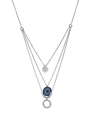 silverline, Ασημένιο Γυναικείο Κολιέ με μάτι βασκανίας