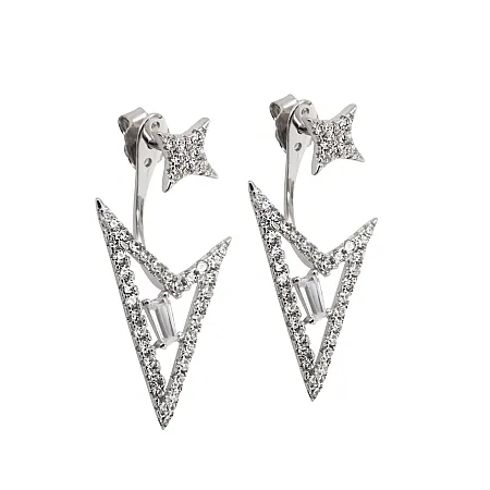 Σκουλαρίκια γυναικεία ασημένια με ζιργκόν, silverline, 0130532001