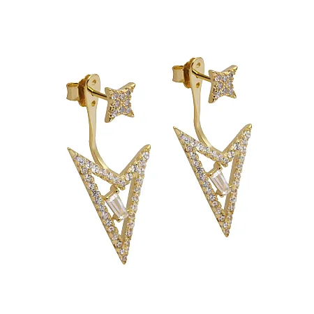 Σκουλαρίκια γυναικεία ασημένια με ζιργκόν, silverline, 0130532002