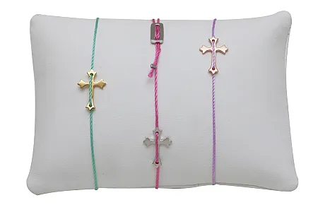 Βραχιόλι ασημένιο, γυναικείο με σταυρό, free size, silverline,0230395801