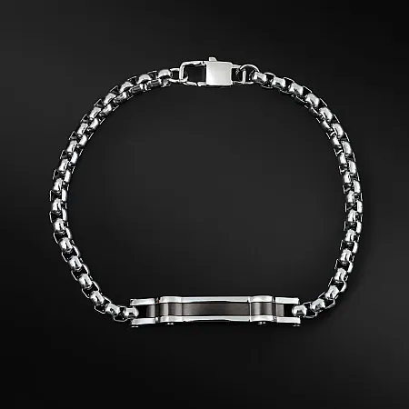 TRIBUTE, αντρικό, βραχιόλι, από, ανοξείδωτο, ατσάλι με μαύρο, επιπλατίνωμα,