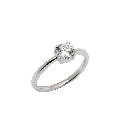 Μονόπετρο δαχτυλίδι με ζιργκόν, ασημένιο, επιπλατινωμένο ,silverline,0430689501