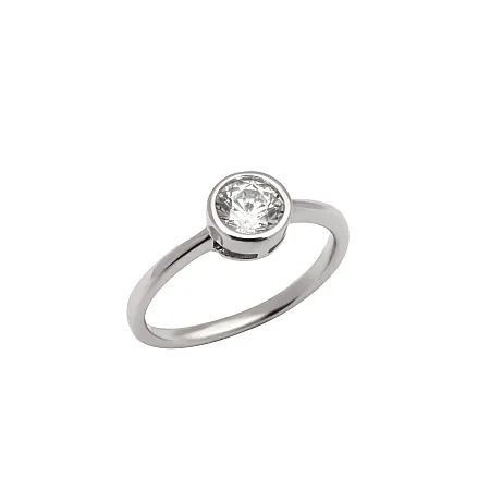 Μονόπετρο δαχτυλίδι, ασημένιο με ζιργκόν, επιπλατινωμένο, γυναικείο,silverline,0430689601