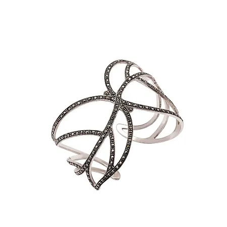 silverline, ασημένιο, γυναικείο, βραχιόλι, χειροπέδα με μαρκασίτες