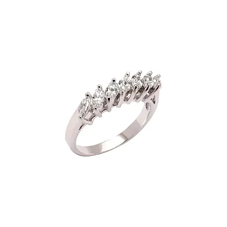 silverline, ασημένιο μισόβερο γυναικείο δαχτυλίδι με ζιργκόν