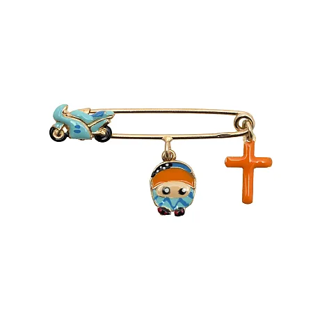 woofie, ασημένια, παιδική, καρφίτσα για νεογέννητα αγόρια με σμάλτο, "σταυρό", "μηχανή", επιπλατινωμένη ή επιχρυσωμένη-0730141302