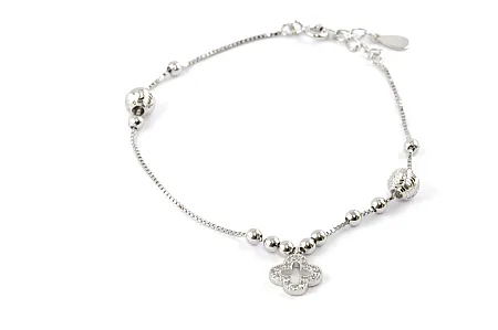 silverline, ασημένιο, γυναικείο βραχιόλι με σταυρό & ζιργκόν, άσπρο επιπλατίνωμα ή κίτρινο επιχρύσωμα.