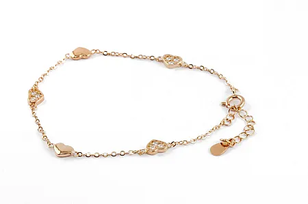 silverline, ασημένιο, γυναικείο βραχιόλι, με ζιργκόν & καρδιές, επιπλατινωμένο χωρίς νικέλιο ή επιχρυσωμένο με ροζ χρυσό