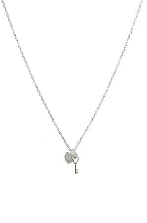 silverline, ασημένιο, γυναικείο κολιέ με λευκά ζιργκόν & άσπρο επιπλατίνωμα