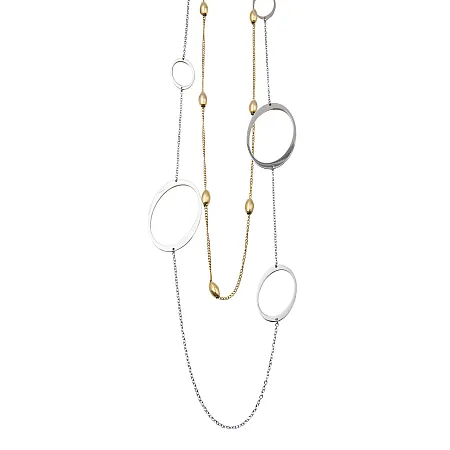 silverline,γυναικείο ,κολιέ ,από ,ανοξείδωτο, ατσάλι, δίχρωμο, επιπλατίνωμα λευκό και κίτρινο, χρυσό, 86cm