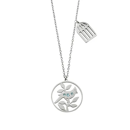 silverline, γυναικείο, κολιέ, από, ανοξείδωτο, ατσάλι με άσπρο, επιπλατίνωμα και γαλάζιο, ζιργκόν