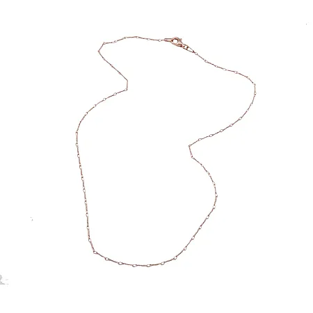 TRIBUTE, 925, ασημένια, καδένα, unisex, 40cm, "GOMITOLO", 0,8mm με ροζ, επιχρύσωμα, χωρίς, νικέλιο,