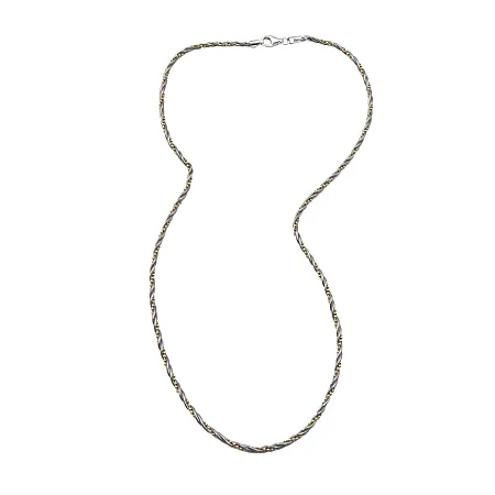 silverline, 925, ασημένιο, γυναικείο, κολιέ, 42cm, διπλή, αλυσίδα, "BRAIDED", 2mm με δίχρωμο, επιπλατίνωμα, άσπρο, χρυσό,