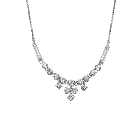 Aσημένιο, γυναικείο, σετ, κολιέ 44 εκατοστών με αλυσίδα προέκτασης 8 εκατοστών, σκουλαρίκια μ΄ήκος 3 εκατοστά με ζιργκόν, άσπρο, επιπλατίνωμα,1630004501, silverline,