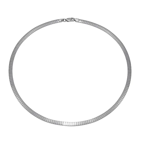 TRIBUTE, ασημένια, λαιμαριά, καδένα, unisex, 4χιλιοστά, πάχος, 40εκατοστά, μήκος με άσπρο, επιπλατίνωμα,