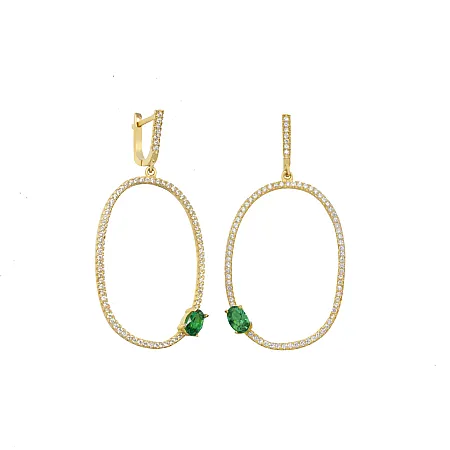 silverline, ασημένια, γυναικεία, σκουλαρίκια με ζιρκόν, κίτρινο, επιχρύσωμα,