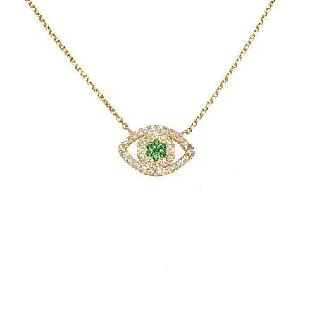 silverline, ασημένιο, γυναικείο, κολιέ με μάτι, βασκανίας, ζιργκόν, κίτρινο, επιχρύσωμα,