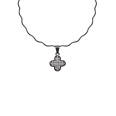 silverline, ασημένιο, γυναικείο, κολιέ με σταυρό, ζιργκόν, μαύρο, επιπλατίνωμα,