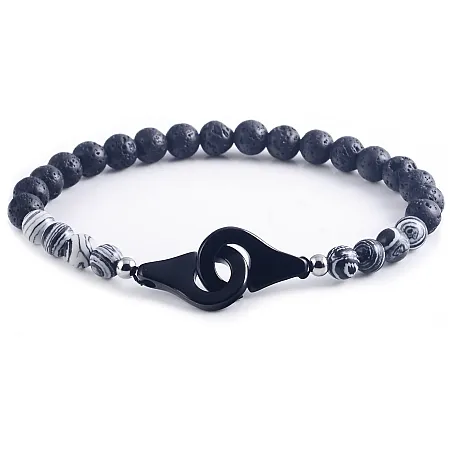 Βραχιόλι ανδρικό από ανοξείδωτο ατσάλι, με όνυχες, λάβα & χειροπέδες, με εσωτερική σιλικόνη, TRIBUTE