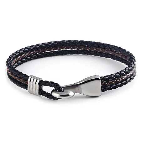Ανδρικό βραχιόλι πολύσειρο, δερμάτινο από ανοξείδωτο ατσάλι, 22 εκατοστά, TRIBUTE, 0230445501
