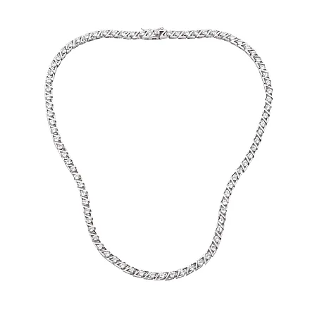 silverline, ασημένιο, γυναικείο κολιέ ριβιέρα, με λευκά ζιργκόν & άσπρο επιπλατίνωμα, 42cm