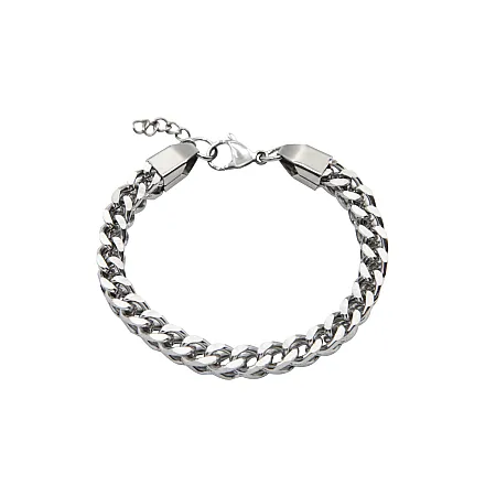 TRIBUTE, Ανδρικό Βραχιόλι, καδένα, από ανοξείδωτο ατσάλι, 19εκατοστά+3,5εκατοστά αλυσίδα προέκτασης