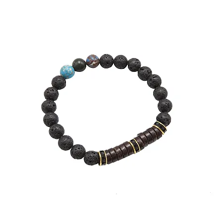Βραχιόλι ανδρικό με ανοξείδωτο ατσάλι, λάβα, λάπις, τυρκουάζ & ζιργκόν, TRIBUTE, 0230448001