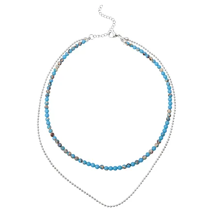 Γυναικείο κολιέ με ανοξείδωτο ατσάλι & μπλε αυτοκρατορικό ίασπη , 40+7cm, silverline