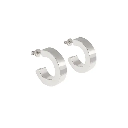 TRIBUTE, ασημένια, unisex, σκουλαρίκια, κρικάκια, καρφωτά, πάχους, 4,5χιλιοστών,