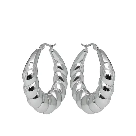 Σκουλαρίκια γυναικεία, μεγάλοι κρίκοι, εντυπωσιακοί, από ανοξείδωτο ατσάλι silverline, 0130551901,