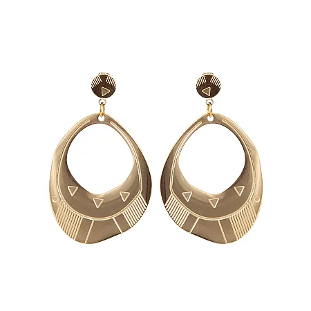 Σκουλαρίκια γυναικεία, εντυπωσιακά, καρφωτά, από ανοξείδωτο ατσάλι, 4 εκατοστά μήκος, με κίτρινο επιχρύσωμα, silverline, 0130550701,