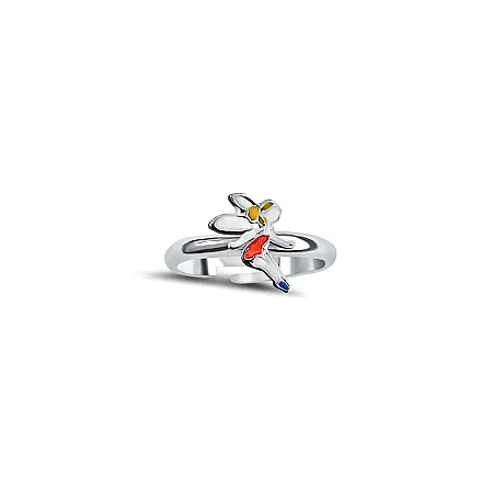 Δαχτυλίδι, παιδικό, για κορίτσια, ασημένιο, επιπλατινωμένο με σμάλτο & νεράιδα, free size, woofie, 0430590801 ,