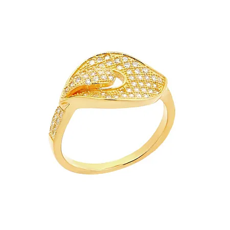 Δαχτυλίδι, γυναικείο, ασημένιο, 925, με κίτρινο επιχρύσωμα & λευκά ζιργκόν, micropave κάρφωμα πετρών , silverline, 0430623102