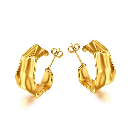 Σκουλαρίκια, κρίκοι, γυναικεία από ανοξείδωτο ατσάλι, επίχρυσα, silverline, 0130552601