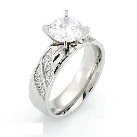 Δαχτυλίδι γυναικείο μονόπετρο 6 χιλιοστά, από ανοξείδωτο ατσάλι με ζιργκόν 7 χιλιοστά η κεντρική πέτρα, silverline, 0430695026