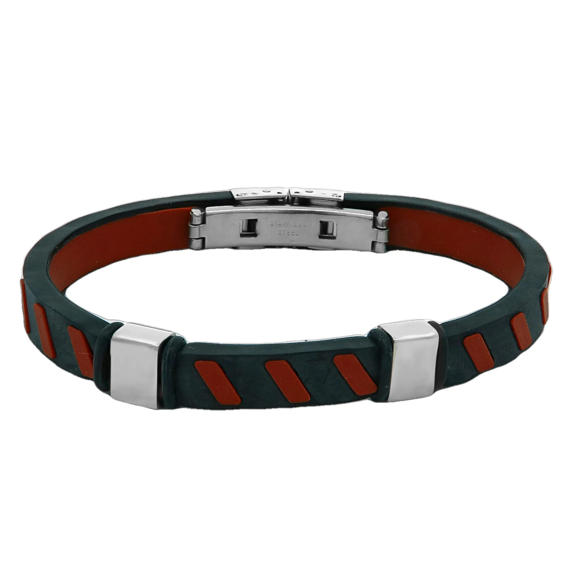 Ανδρικό βραχιόλι με καουτσούκ από ανοξείδωτο ατσάλι, εσωτ.διάμετρος 7 εκατοστά, TRIBUTE, 0230270403