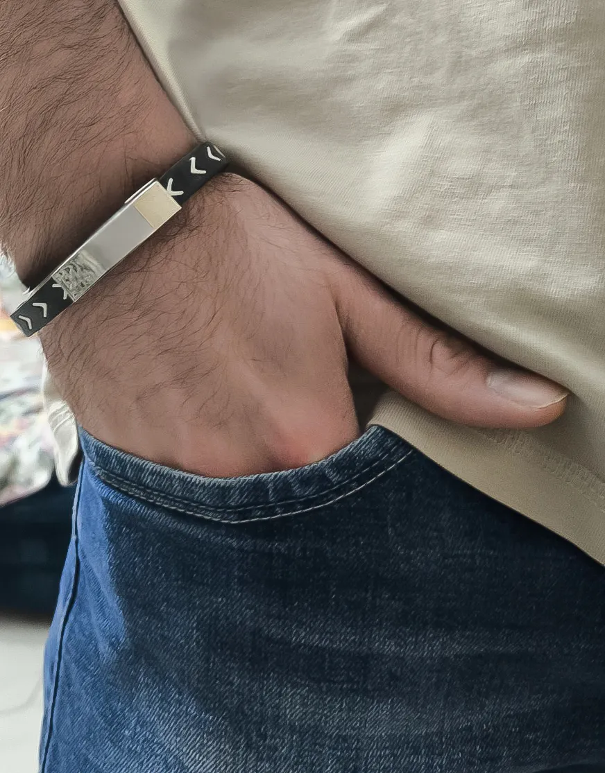 Ανδρικό βραχιόλι με καουτσούκ από ανοξείδωτο ατσάλι, εσωτ.διάμετρος 7 εκατοστά, TRIBUTE, 0230270605